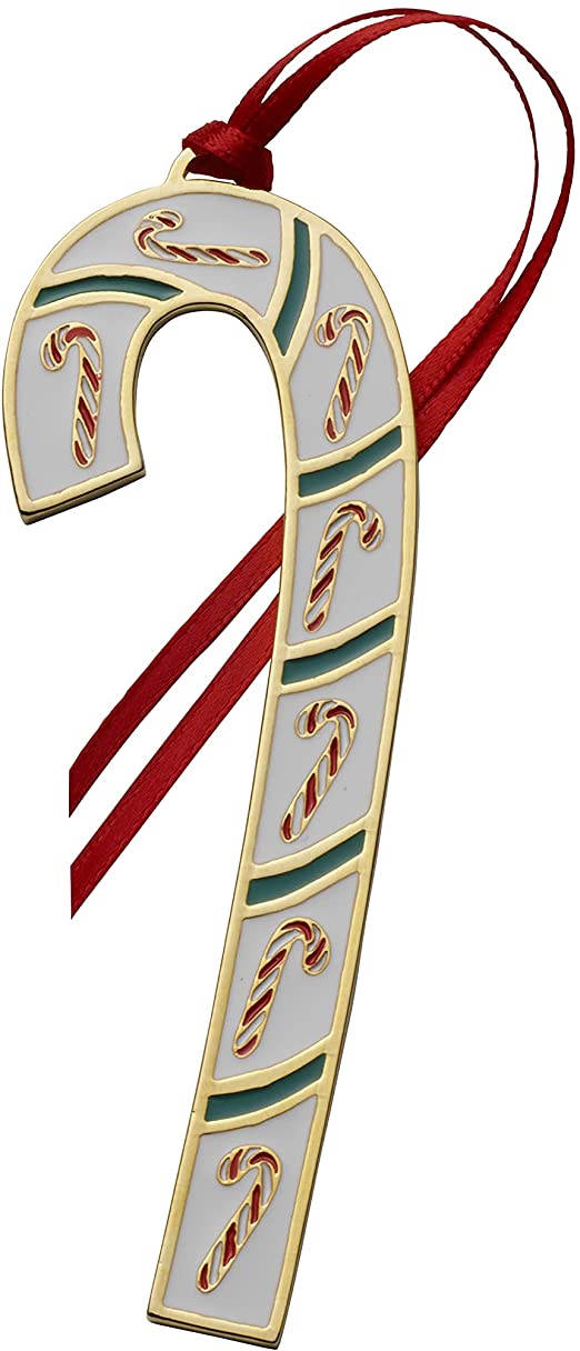 Wallace 41st Edition 2021 Gold Plated & Enameled Candy Cane Ornament, Multicolor