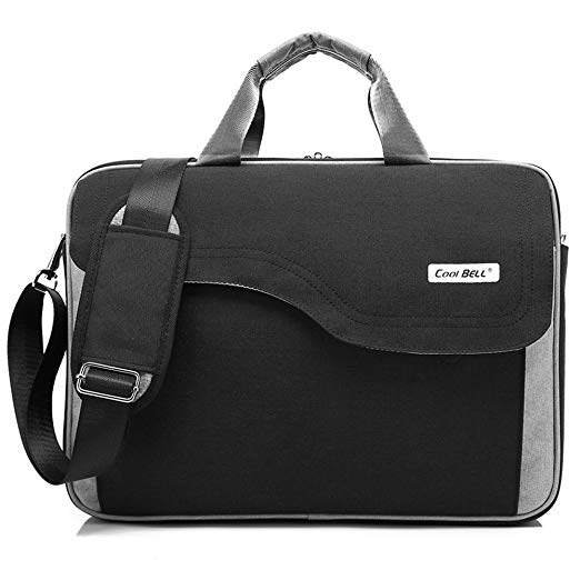 CoolBELL 17.3 Inch Laptop Bag Shoulder Bag with Strap Multicompartment Messenger Hand Bag Briefcase for Laptop/iPad Pro/Tablet / MacBook/Ultrabook / Men/Women/College (Black)