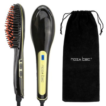 New Noza Tec Electric Hair Straightener Brush Ceramic Heated Anti Static Zero Damage Comb Detangling Brush for Frizz-free Hair Styling With LCD Display Massage Straightening Irons
