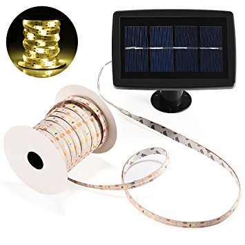 Solar Strip Lights, GRDE 16.4 ft LED Flexible and Cuttable Solar String lights, Waterproof IP 65, 2 Modes, Auto ON/OFF Light Strips for Indoor Outdoor Lighting and Decoration