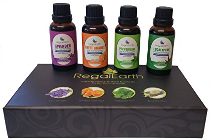 Aromatherapy Essential Oils Gift Set, Therapeutic Grade, Premium Quality - Lavender Peppermint Eucalyptus and Sweet Orange - Similar to Organic DoTerra, Young Living, Now - 100% Pure - Best for Health, Aromatherapy Diffuser - Humidifier, Massage, Relaxation, Bath 4 x 30 ml