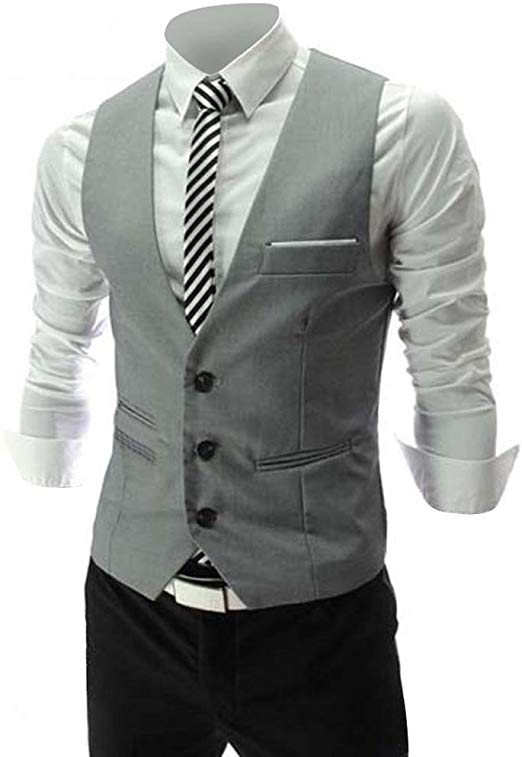 Zicac Men's Top Designed Casual Slim Fit Skinny Dress Vest Waistcoat