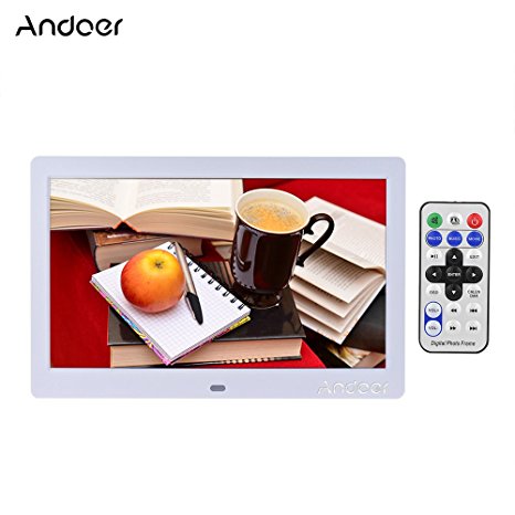 Andoer 10" HD LCD Digital Photo Picture Frame Wide Screen High Resolution 1024600 Clock MP3 MP4 Video Player with Remote Control