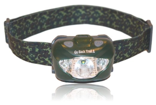 Best LED Headlamp, Camo, Waterproof, Super Bright CREE XP-E, Lightweight, Comfortable, Adjustable, with Red Light, Backpacking, Hunting, Cars, Kids, Bike, Walking and Camping, Includes FREE BATTERIES