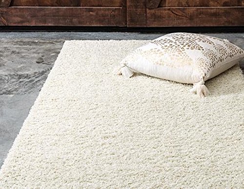 Unique Loom Solid Shag Collection Pure Ivory 6 x 9 Area Rug (6' x 9')