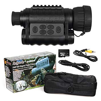 Bestguarder WG-50 6x50mm Digital Night Vision Infrared IR Monocular with 32G Memory and Camera & Camcorder Function Takes 5mp Photo & 720p Video from 1300ft Distance for Night Hunting or Viewing
