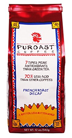 Puroast Low Acid Coffee French Roast Natural Decaf Whole Bean, 0.75 Pound Bag
