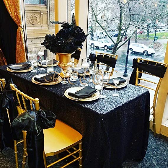 B-COOL Popular Black Sequin tablecloth On sale! Sequin Shimmer Tablecloth 50"x80" RECTANGULAR