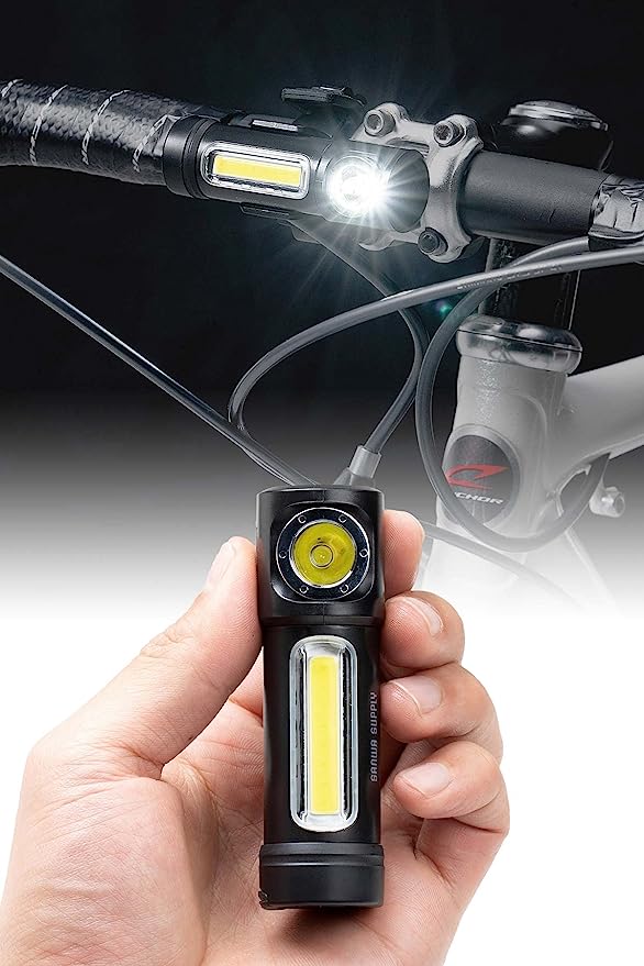 サンワダイレクト LEDライト 小型 充電式 マグネット クリップ 自転車 ライト USB充電式 防水 IPX6 最大400ルーメン 800-LED064