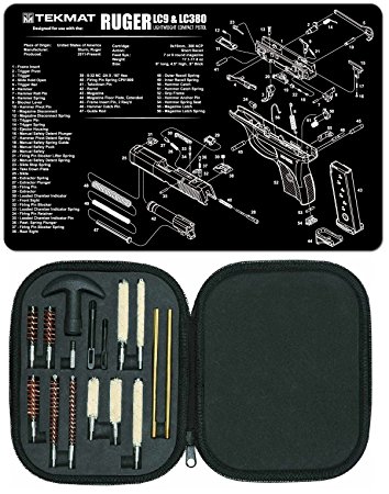 Ultimate Arms Gear Ruger LC9 LC380 Gunsmith and Armorer's Work Tool Gun Mat Lightweight Compact Pistol Handgun   17pc Cleaning Kit Brushes, Swab, Slotted Tips and Patches