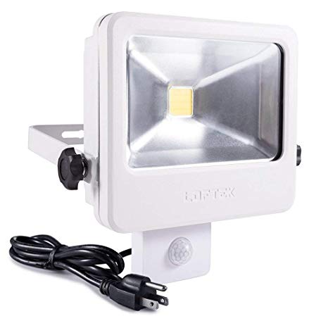 LOFTEK 30W LED Security Light with Motion Sensor, IP66 Full Metal Body Dusk to Dawn Floodlight with US 3-Plug, Automatic Sensor 3 Lighting Modes, 5000K, 250W Incandescent Equiv Outdoor Light