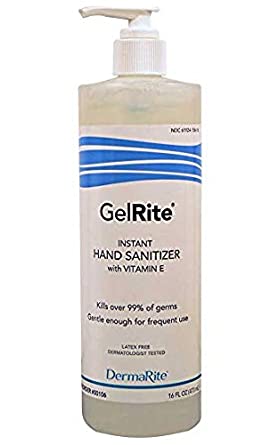 Dermarite GelRite Antimicrobial Waterless Sanitizing Gel, 16 oz Pump Bottle