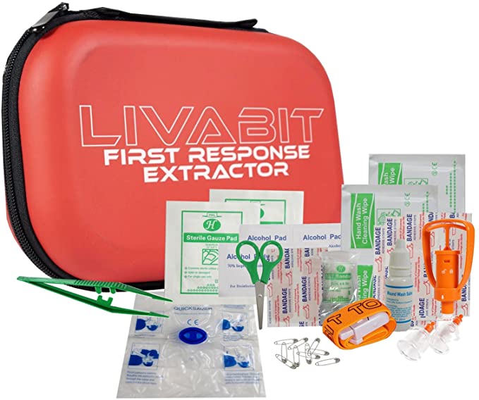 LIVABIT First Response Extractor Venom Poison Bite Extraction Pump Portable Hiking Outdoor First Aid CPR Safety Tool Kit