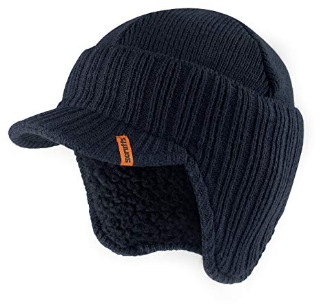 Scruffs Peaked Beanie Hat Navy Insulated Warm Knitted Thermal Winter Stylish Peak Cap