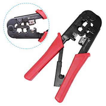 Voilamart Crimping Tool Wire Crimper Plier Ratchet Cable Cutter for RJ45/8P RJ12/6P RJ11 Wire Stripping Crimp Cutting Tool Hand Tools Stripper Cutter