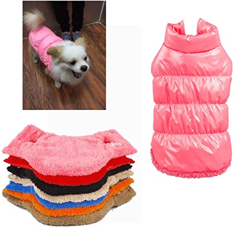 Rantow Autumn Winter Pet Dog Cat Clothes Warm Down Coat, 7 Colors Classic Pet Outwear Down Jacket for Teddy, Yorkshire Terrier, Chihuahua, Pomeranian (M, Pink)