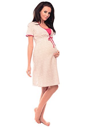 Purpless Maternity Hearts/Spots Print Maternity & Nursing Nightdress 4044n
