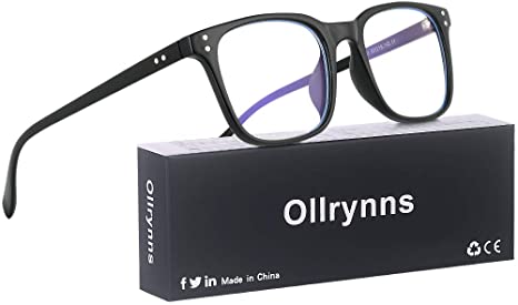 Ollrynns Blue Light Blocking Glasses Anti Eye Strain Computer Gaming Glasses for Women Men Square Frame Eyewear OLL5025