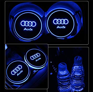 Auto sport 2PCS LED Cup Holder Mat Pad Coaster with USB Rechargeable Interior Decoration Light (Audi)