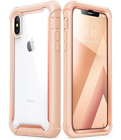 iPhone X case, i-Blason [Ares] Full-body Rugged Clear Bumper Case with Built-in Screen Protector for Apple iPhone X 2017 Release (BlushGold)