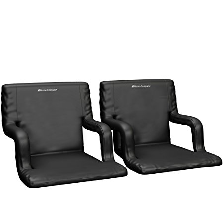 Wide Stadium Seats Chairs for Bleachers or Benches - Enjoy Extra Padded Cushion Backs and Armrests - 6 Reclining Custom Fit Sport Positions - Portable Easy to Carry Straps - Set of 2