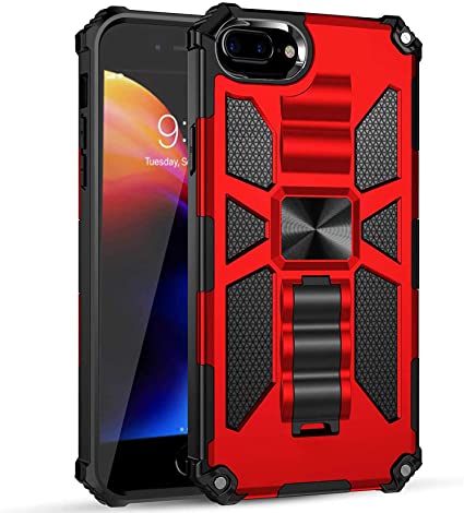 iPhone 7 case iPhone 8 case iPhone 6 6S Case,CHTech Shockproof Protection Protective Magnetic Case Cover with Kickstand Red