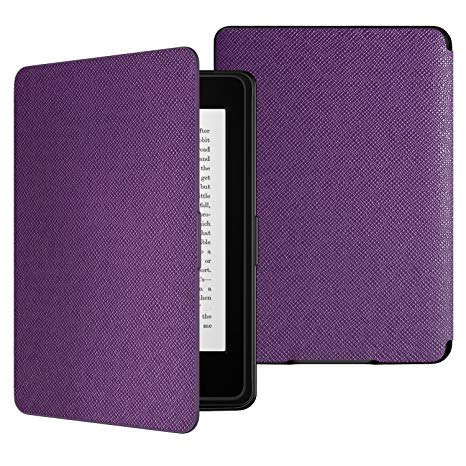 MoKo Case for Kindle Paperwhite, Premium PU Leather Cover with Auto Wake/Sleep Fits All Paperwhite Generations Prior to 2018 (Will not fit All-New Paperwhite 10th Generation), Purple