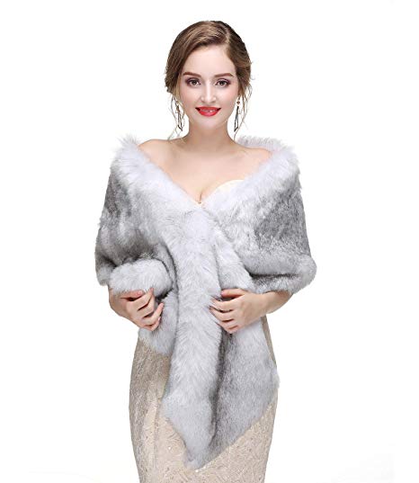 Faux Fur Shawl Wedding Fur Wraps and Shawl Bridal Fur Stole Fur Cape for Brides and Bridesmaids