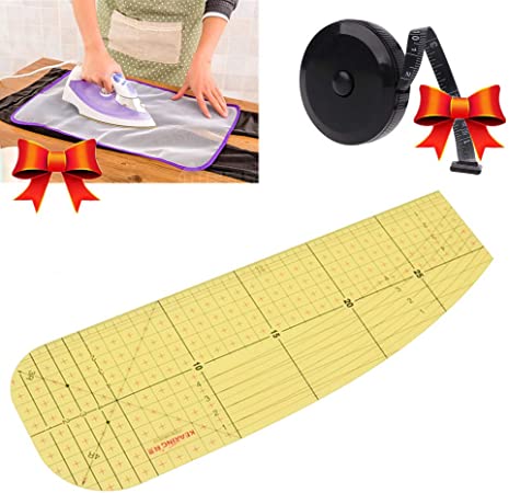 2 in 1 Hot Ironing Ruler Set,Curve Quilting Applique Ruler for Sewing,Patchwork,Measuring, Pressing Hems and Making Curved Corners(L)