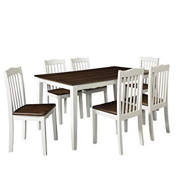 Dorel Living Shiloh 5-Piece Rustic Dining Set, Creamy White / Rustic Mahogany