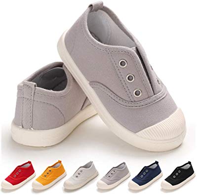 Toddler Kids Boys Girls Canvas Slip On Shoes Lightweight Casual Sneakers School Runing Tennis Shoes