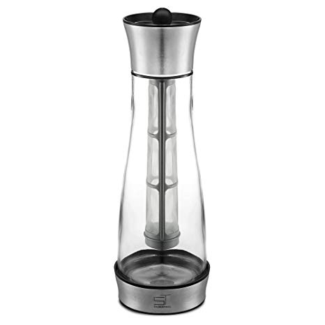 SILBERTHAL Cold Brew Coffee & Ice Tea Maker – Glass and Stainless Steel – Cooling Insert and Infuser – Dishwasher Safe – 1L