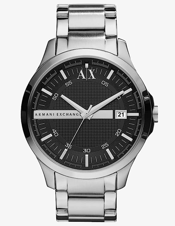Armani Exchange Watch for Men, Three-Hand Date movement, Stainless Steel Watch with a 46mm case size