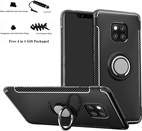 Labanema Mate 20 Pro case, Hybrid Dual Layer [Anti-Scratch] [Shock Absorption] 360 Degree Rotation Ring Holder Kickstand Armor Slim Protective Cover Case for Huawei Mate 20 Pro - Black