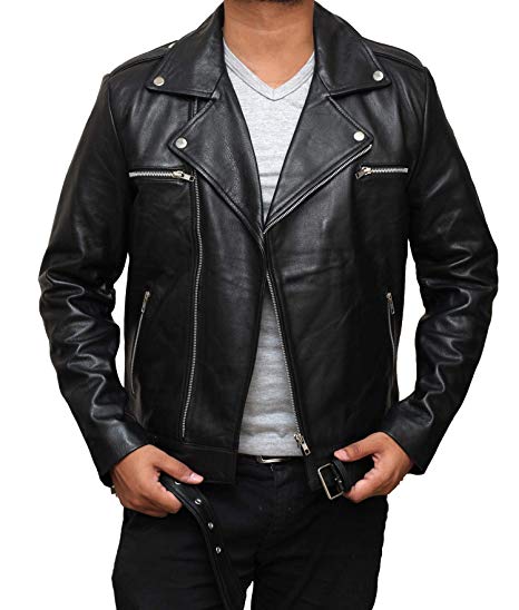 Motorcycle Mens Leather Jacket - Genuine Lambskin Biker Black Leather Jacket for Men