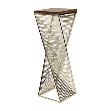 Kate and Laurel Elita Walnut Wood and Metal Pedestal End Table