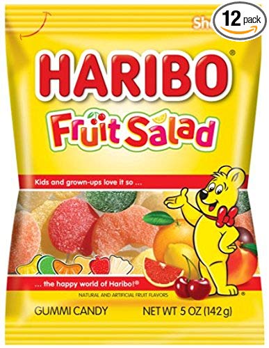 Haribo Gummi Candy, Fruit Salad, 5 oz. Bag (Pack of 12)