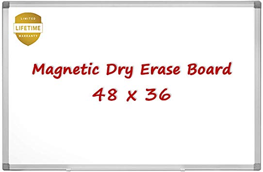 Magnetic Whiteboard/White Board, 48 X 36 Inches Magnetic Dry Erase Board, Silver Aluminum Frame with Detachable Marker Tray