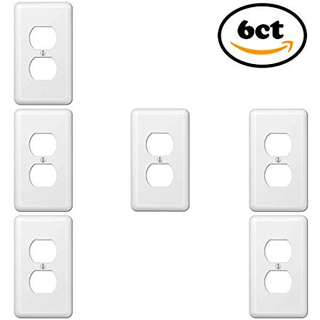 Bulk Contractor Supply 1-Gang Duplex Device Receptacle Wallplate Standard Size Smooth White Steel Device Mount (6 Pack)