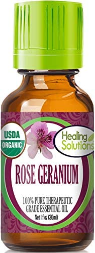 Organic Rose Geranium Essential Oil (100% Pure - USDA Certified Organic) Best Therapeutic Grade Essential Oil - 30ml