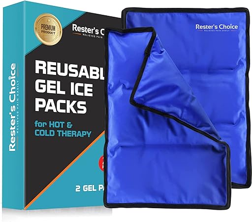 Rester's Choice Large Ice Pack for Injuries | 11" x 14.5" - Pack of 2 | Hot & Cold Pack | Reusable Gel Pack, Durable Construction, & Flexible When Frozen