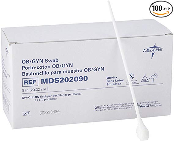 Medline MDS202090Z Non-sterile OB/GYN Swabs, (Pack of 100)