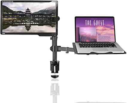 Suptek Monitor Stands for Desks, Laptop Stand Adjustable Height, Desk Arm Mount, Desk Mounted Monitor Arm for 13-27 Inch LED LCD Screen & Laptop up to 17 Inch