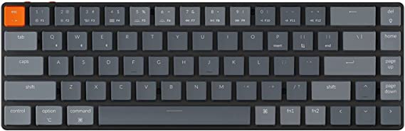 Keychron K7 Ultra-Slim 65% Layout 68 Keys Wireless Bluetooth/Wired Mechanical Keyboard, Hot Swappable Low-Profile Gateron Blue Switch RGB LED Backlit Keyboard Compatible with Mac Windows