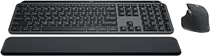 Logitech MX Keys S Combo - Performance Wireless Keyboard and Mouse with Palm Rest, Customizable Illumination, Fast Scrolling, Bluetooth, USB C, for Windows, Linux, Chrome, Mac - Graphite