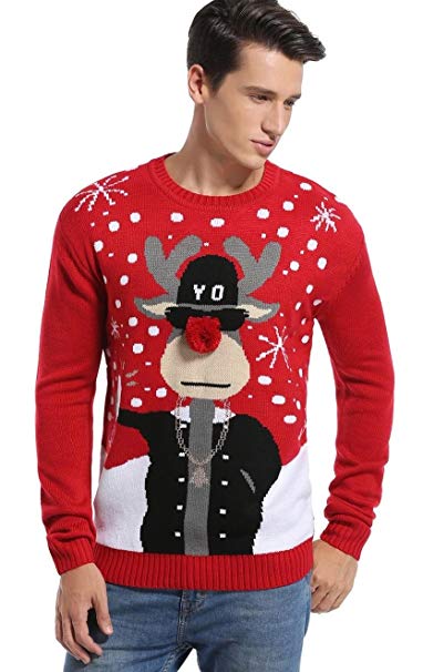 Daisysboutique Men's Holiday Reindeer Snowman Santa Snowflakes Sweater