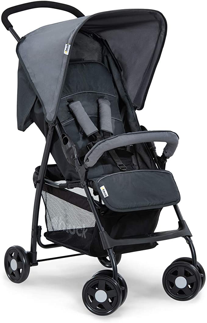 Hauck Lightweigt Pushchair Sport / Compact Folding / Fully Reclining / Lie-Flat Position From Birth / XL Shopping Basket / Sun Canopy / Up to 18 Kg / Grey