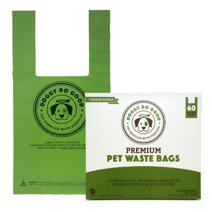 Doggy Do Good Premium Pet Waste Bags, Vegetable-Based Dog Poop Bags, With Easy-tie Handles (Green)