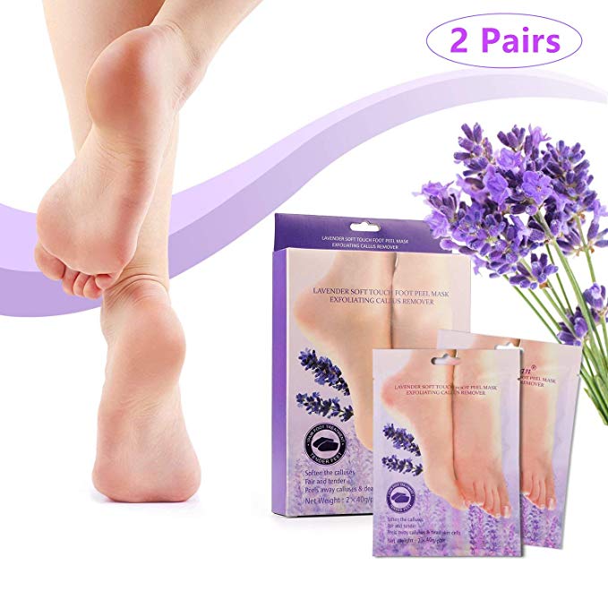 LEWOTE Peeling Foot Mask[2 Pairs], Exfoliating Foot Socks[Lavender Scented]