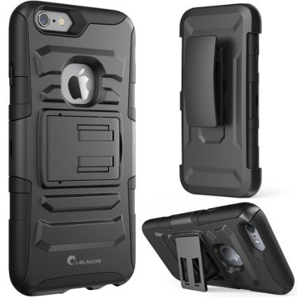 i-Blason iPhone6-47-prime-Black Dual Layer Holster Cover with Locking Belt Swivel Clip and Kickstand Case for iPhone 66s